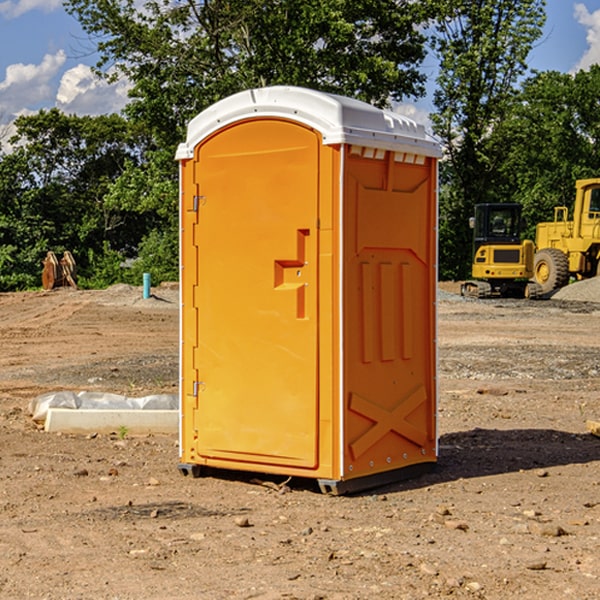 how often are the portable restrooms cleaned and serviced during a rental period in Ellery IL